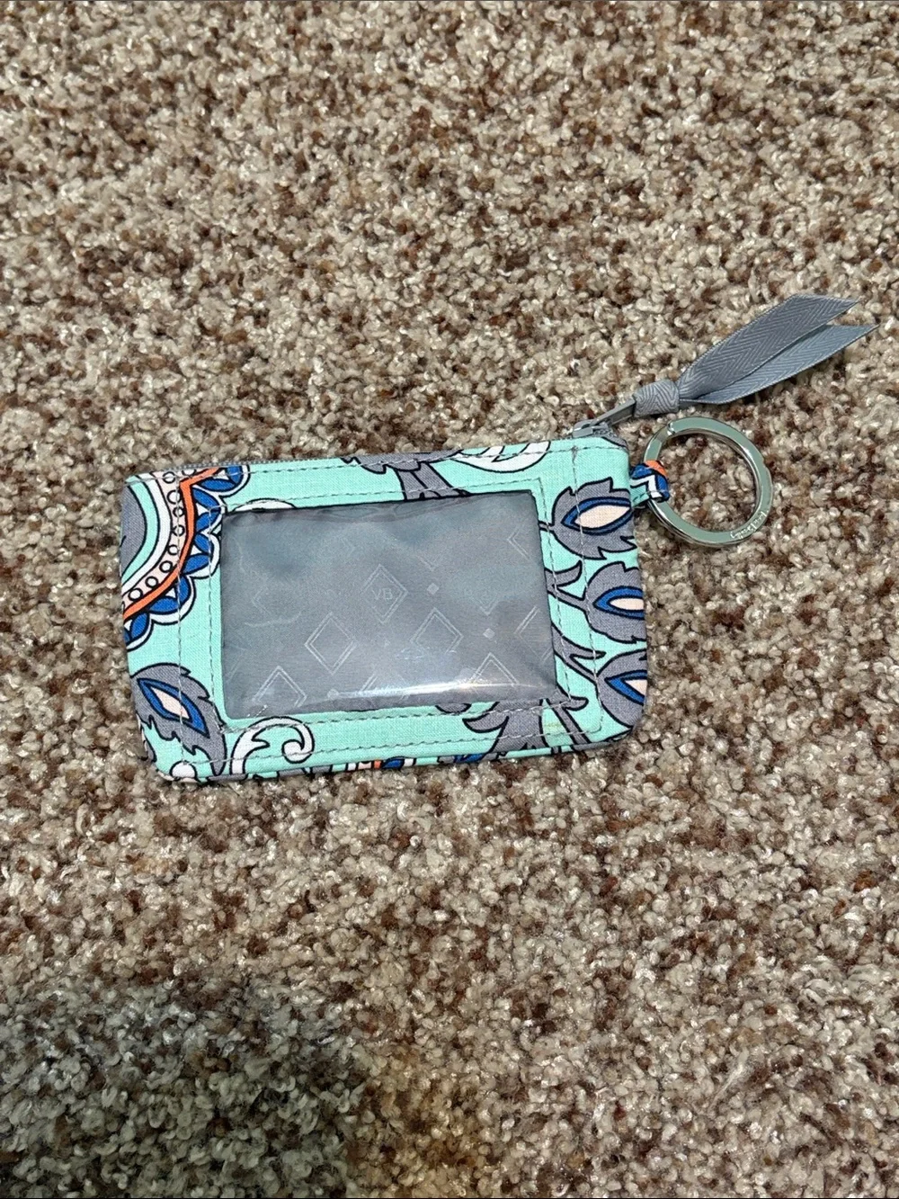 Vera Bradley Mint Floral ID Card Holder with Keyring